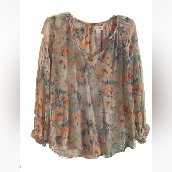 Velvet By Graham & Spencer 3/4 Sleeve Floral Blouse - Picture 2 of 9